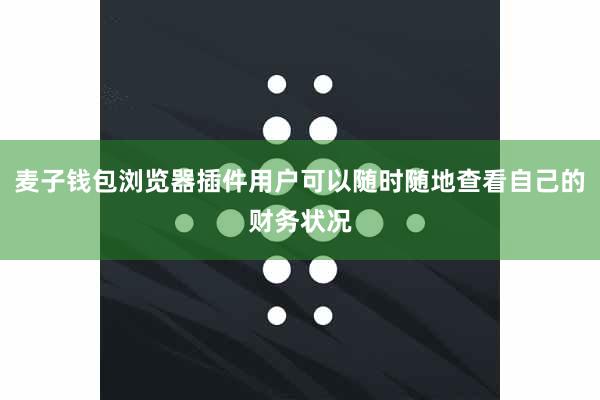 麦子钱包浏览器插件用户可以随时随地查看自己的财务状况